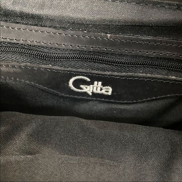 Gitta Black Silver  Chevron Printed Drawstring Close Bucket Backpack - Picture 10 of 10